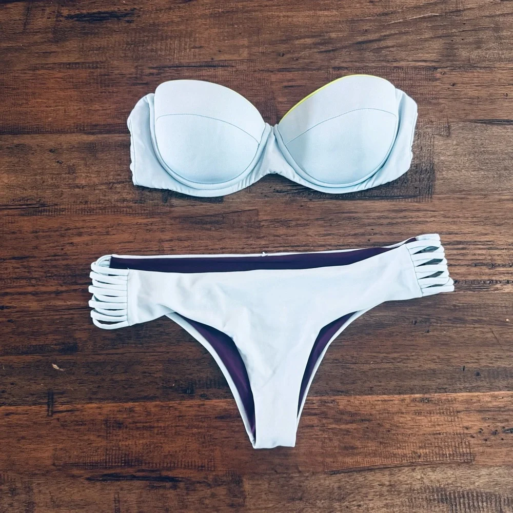 Zinke Bikini Top Small Neon Trim‎ + Bikini Bottoms Small Set